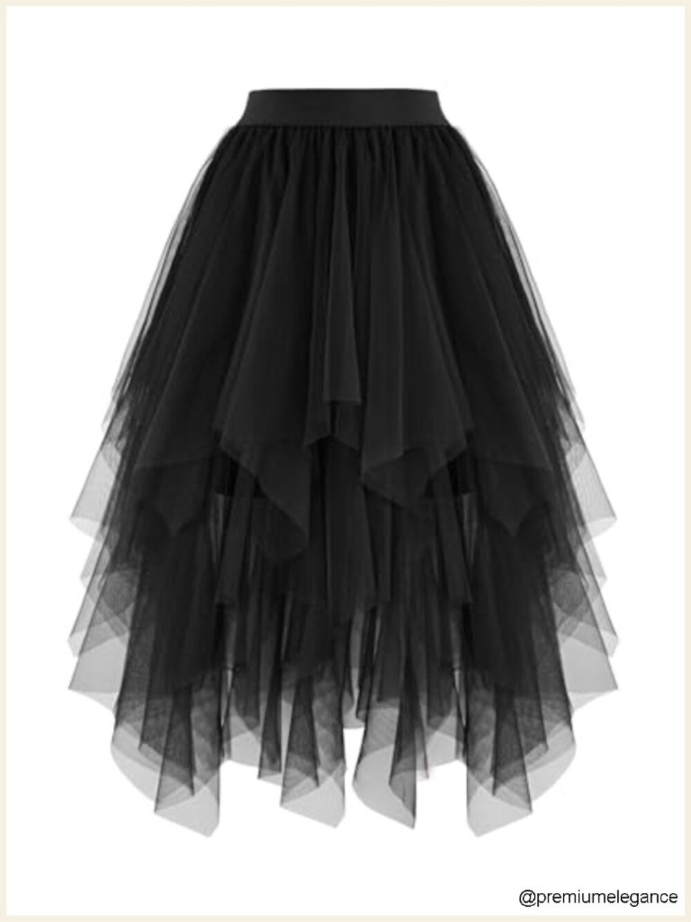 Women's High Low Layered Tutu Tulle Skirt Midi Length Fairy Costume Stretchy
